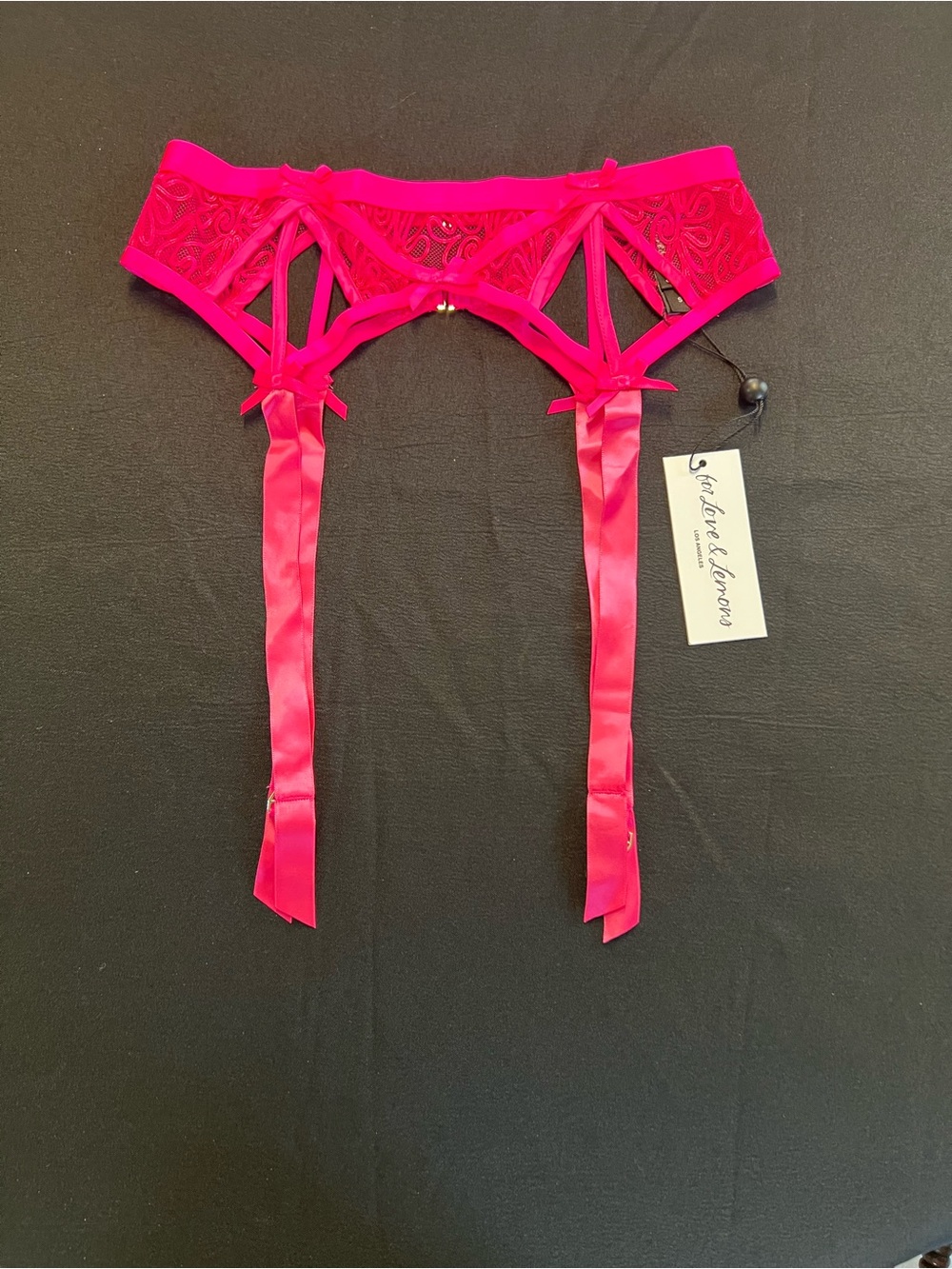 For Love & Lemons Victoria Secret collab Soutache Hot Pink Garter Belt sz S NWT